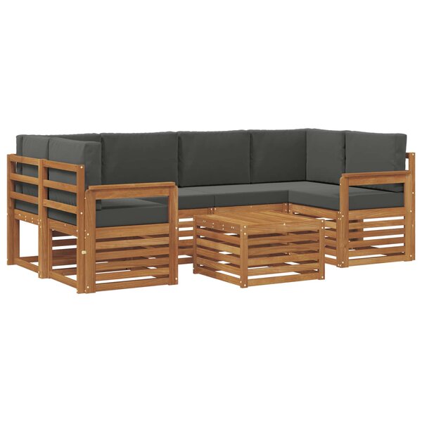 vidaXL Ensemble de canapés d'extérieur 7 pc Naturel et Anthracite