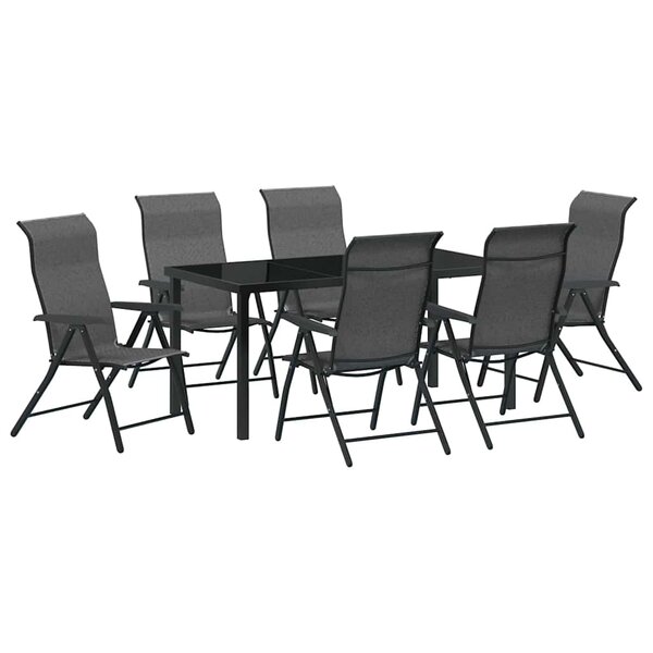 vidaXL Ensemble de salle à manger pour jardin 7 Pièces Gris Poly rotin