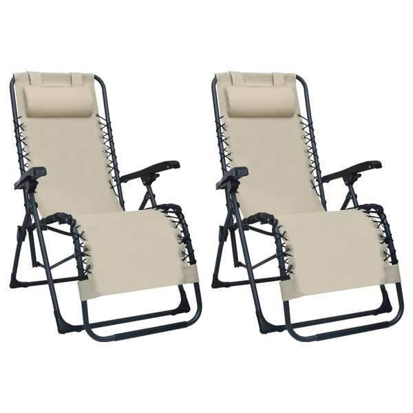 vidaXL Chaises pliables de terrasse lot de 2 Crème Textilène