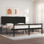 vidaXL Lit pour personne âgée tête de lit noir 200x200 cm bois massif