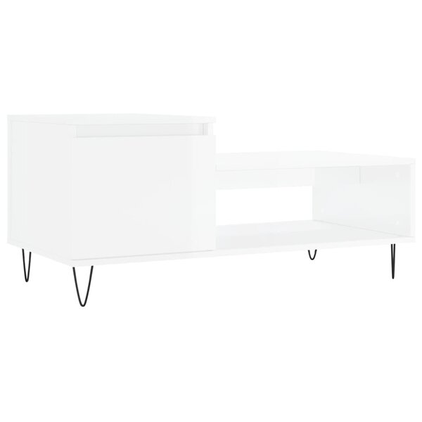 vidaXL Table basse Blanc brillant 100x50x45 cm Bois d'ingénierie