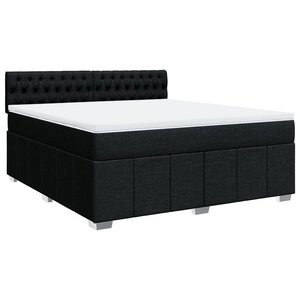 vidaXL Sommier à lattes de lit avec matelas Noir 180x200 cm Tissu