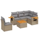 vidaXL Salon de jardin avec coussins 6 Pièces beige résine tressée