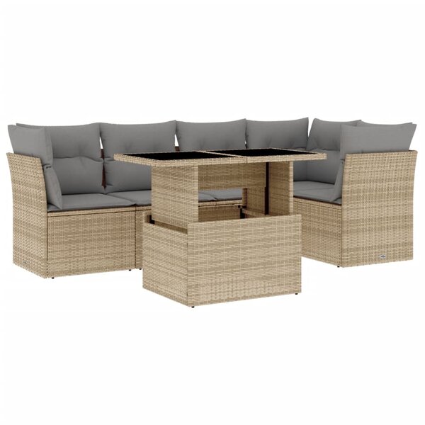 vidaXL Salon de jardin avec coussins 6 Pièces beige résine tressée
