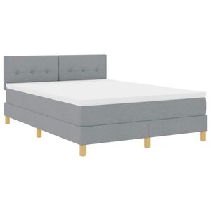 vidaXL Lit à ressort LED avec bandes LED Gris clair 140 x 190 cm tissu