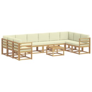 vidaXL Ensemble de canapés d'extérieur 11 Pièces Blanc et crème