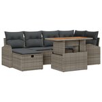 vidaXL Canapé de jardin 7 pièces avec coussins en poly rotin gris