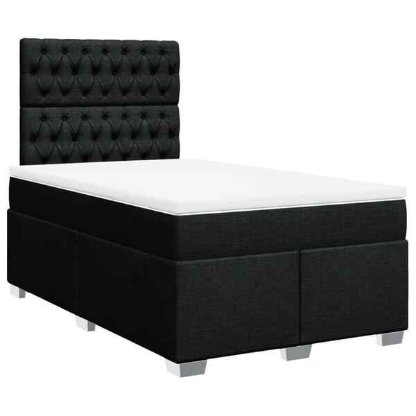 vidaXL Sommier à lattes de lit avec matelas noir 120x190 cm tissu