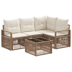 vidaXL Ensemble de canapé de jardin 5 Pièces Beige polyrotin
