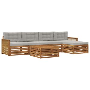 vidaXL Ensemble de canapés d'extérieur 6 Pièces Naturel et gris clair