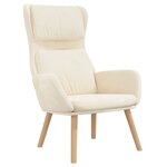 vidaXL Chaise de relaxation avec tabouret Blanc crème Velours