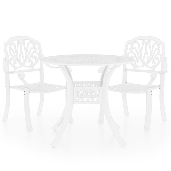 vidaXL Ensemble de bistro 3 Pièces Aluminium coulé Blanc