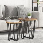 Table d'appoint vidaXL 2 pièces en bois vintage  stratifié et métal