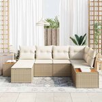 vidaXL Ensemble de canapé de jardin 6 Pièces Beige et crème Poly Rattan