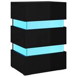 vidaXL Table de chevet à LED noir brillant 45x35x67 cm bois ingénierie