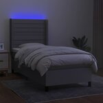 vidaXL Sommier à lattes de lit matelas LED Gris clair 90x200cm Tissu
