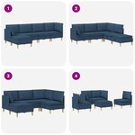vidaXL Canapé modulaire avec rangement 5 Pièces Bleu Tissu