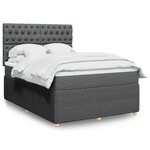 vidaXL Sommier à lattes de lit avec matelas Gris foncé 140x190cm Tissu