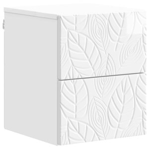 vidaXL Cabinet de chevet mural Blanc brillant 34 5 x 33 x 40 cm
