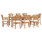 vidaXL Ensemble à dîner de jardin 9 Pièces avec coussins Teck solide