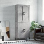 vidaXL Buffet haut Gris béton 69 5x34x180 cm Bois d'ingénierie