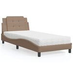 vidaXL Lit avec matelas cappuccino 90x190 cm similicuir