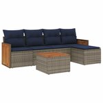 vidaXL Salon de jardin 6 Pièces avec coussins gris résine tressée