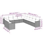 vidaXL Salon de jardin 11 Pièces avec coussins gris résine tressée