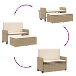 vidaXL Banc de jardin et coussins et repose-pied beige résine tressée