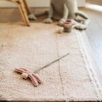 Tapis coton rose clair texturé avec finition pompons XS - 90 x 130 cm