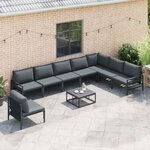 vidaXL Ensemble de canapé de jardin avec coussin Anthracite Acier