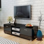 vidaXL Meuble TV Noir brillant 140x40 5x35 cm