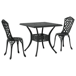 vidaXL Ensemble de 2 Noir Aluminium Table 80 cm  2 places Légère