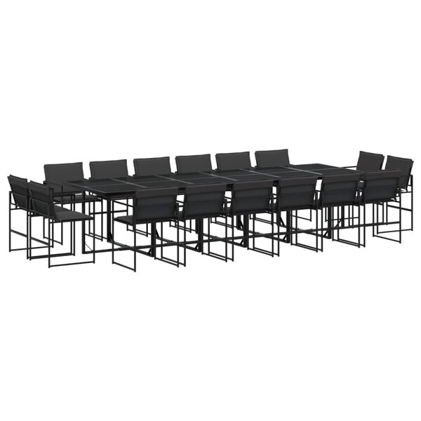 vidaXL Ensemble à manger de jardin avec coussins 17 Pièces noir textilène