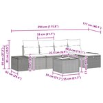 vidaXL Ensemble de Canapés de Jardin 6 Pièces avec Coussins Beige Rattan Poly