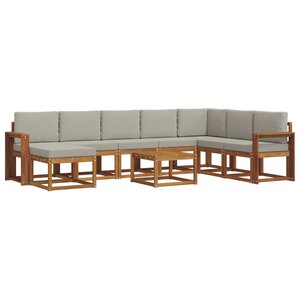 vidaXL Ensemble de canapés d'extérieur 9 Pièces Gris Naturel et Clair