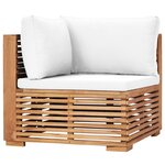 vidaXL Canapé d'angle de jardin avec coussin crème Bois de teck solide