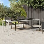 vidaXL Table de jardin blanc 250x100x75 cm résine tressée verre trempé
