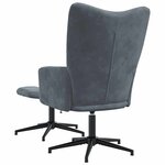 vidaXL Chaise de relaxation avec tabouret Gris foncé Velours