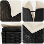 vidaXL Ensembles de meubles avec oreiller 6 Pièces Noir et Crème Rotin PE