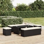 vidaXL Pouf avec coussin noir 40x30x40 cm résine tressée