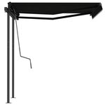 Vidaxl auvent manuel rétractable avec poteaux 3x2 5 m anthracite