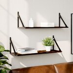 vidaXL Étagères murales 2Pièces chêne fumé 80x25x25 5cm bois d'ingénierie