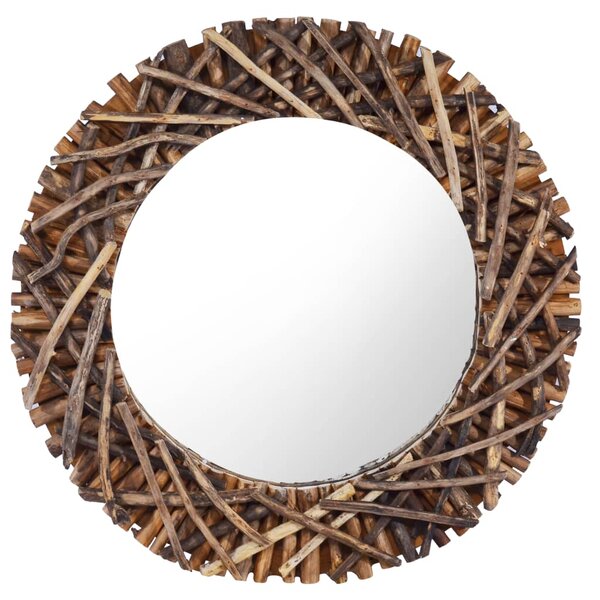 vidaXL Miroir mural 60 cm Teck Rond