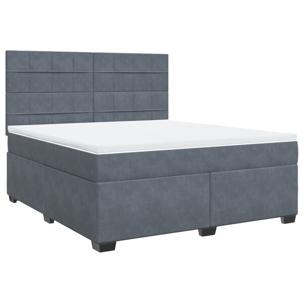 vidaXL Sommier à lattes de lit et matelas Gris foncé 180x200cm Velours
