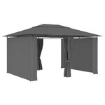 vidaXL Tonnelle de jardin avec rideaux 4 x 3 m Anthracite