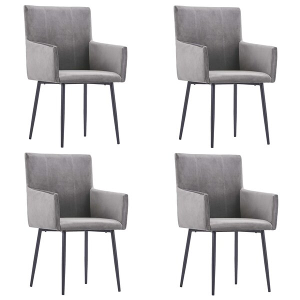vidaXL Chaises à manger avec accoudoirs lot de 4 gris velours