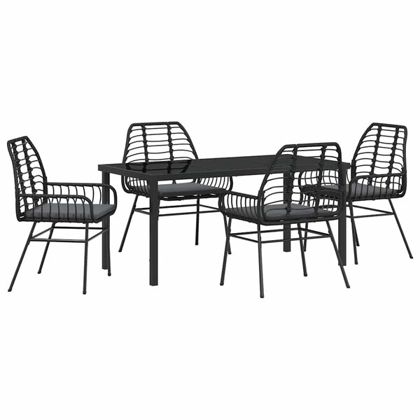 vidaXL Ensemble de salle à manger pour jardin 5 Pièces Noir polyrotin