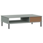 vidaXL Table basse avec pieds en métal Gris Bois pin massif OSLO