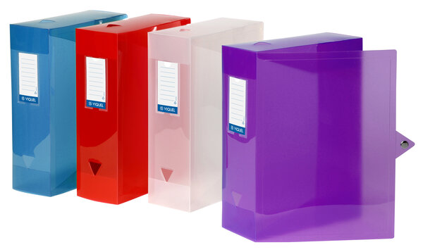 Lot de 4 boites de classement en plastique pour archivage Grande capacité - Dos 10cm